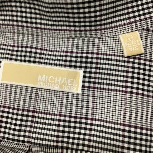 🛍️ MICHAEL KORS Relaxed Fit Button-Up Plaid Dress Shirt Men’s - Size 22 … - Picture 12 of 14